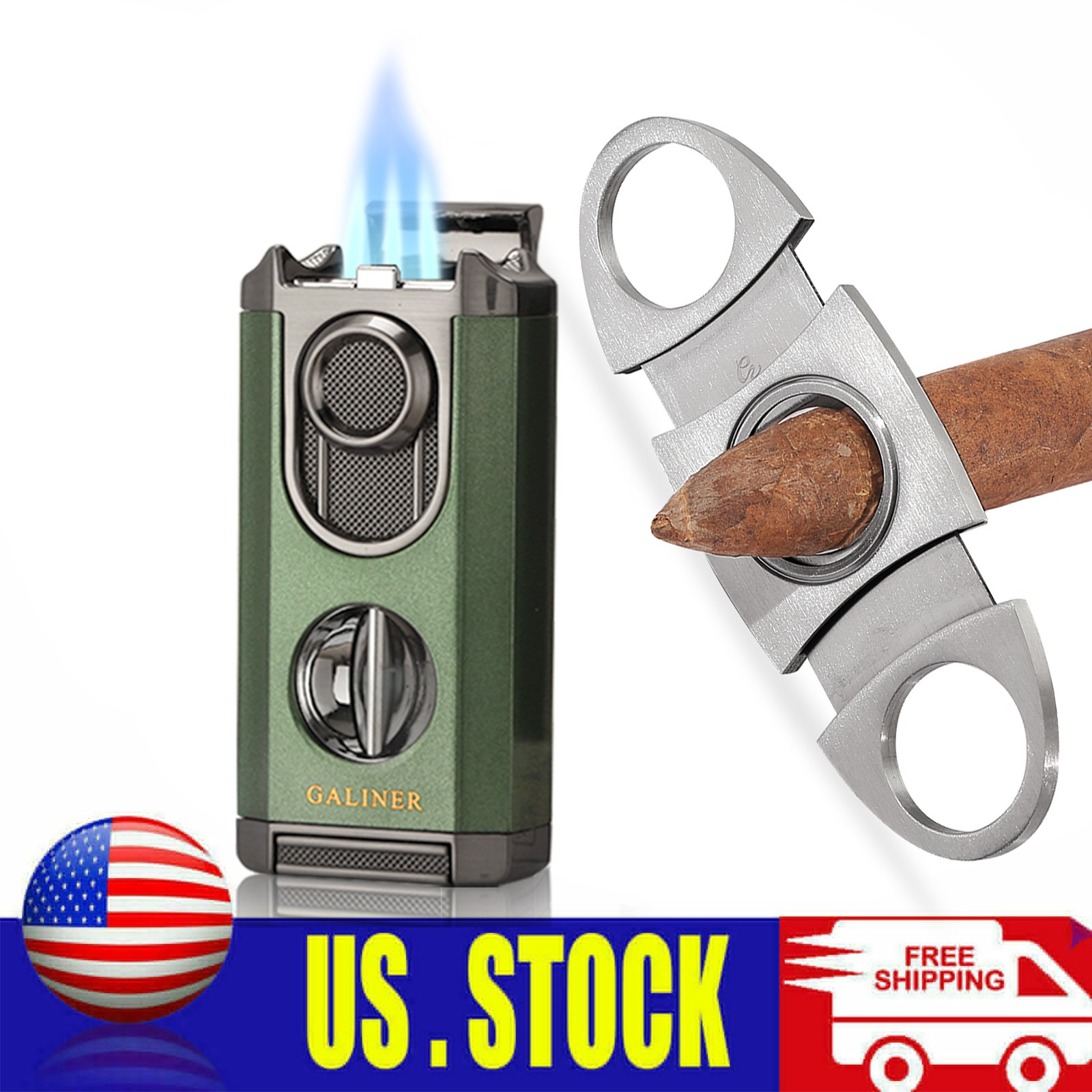 V-cut Set Three Jet Flame Butane Windproof Holder