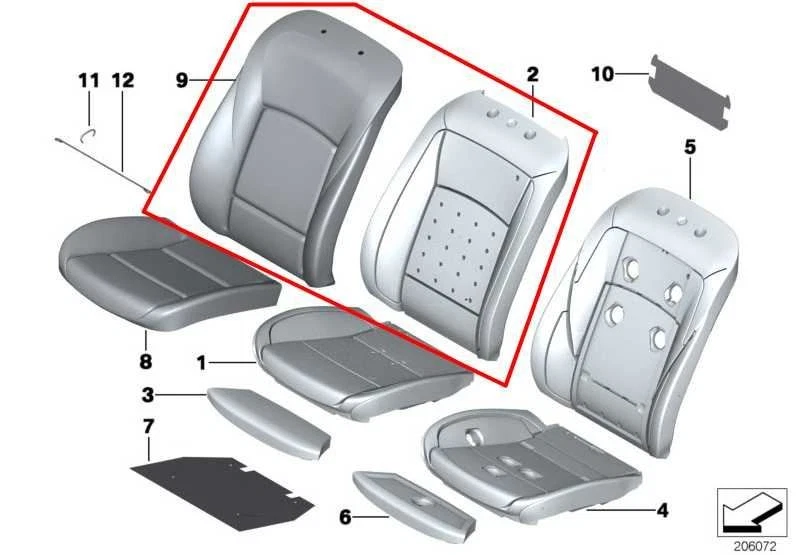 BMW 750Li xDrive 2010-12 asiento delantero izquierdo respaldo cojín superior con reposacabezas Foto 2 de 4
