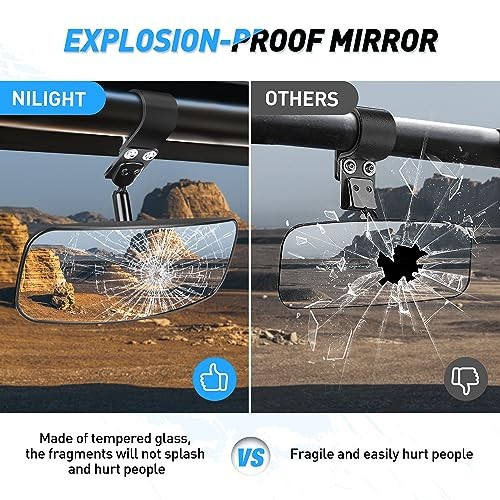 UTV Rear View Mirrors 12 inch Wide Clear Convex Center Mirror with 1.75 to 2" - Picture 8 of 8
