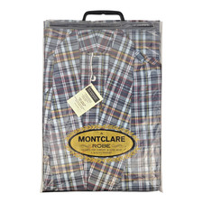 Vtg 80s Men's Montclare Tailored Robe Lounge Cotton Plaid Sz Large NOS Open Pkg