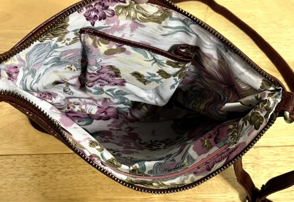 Bolso Bandolera ESTALON de Cuero Genuino Multi Cremallera Diario en Borgoña Foto 3 de 4