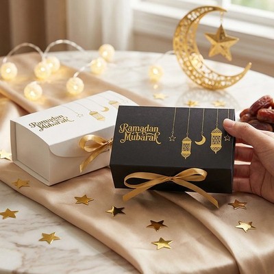  10 Stück Ramadan Eid Boxen: Mond und Stern Geschenkbox - Hohlpapier Süßigkeiten Verpackung