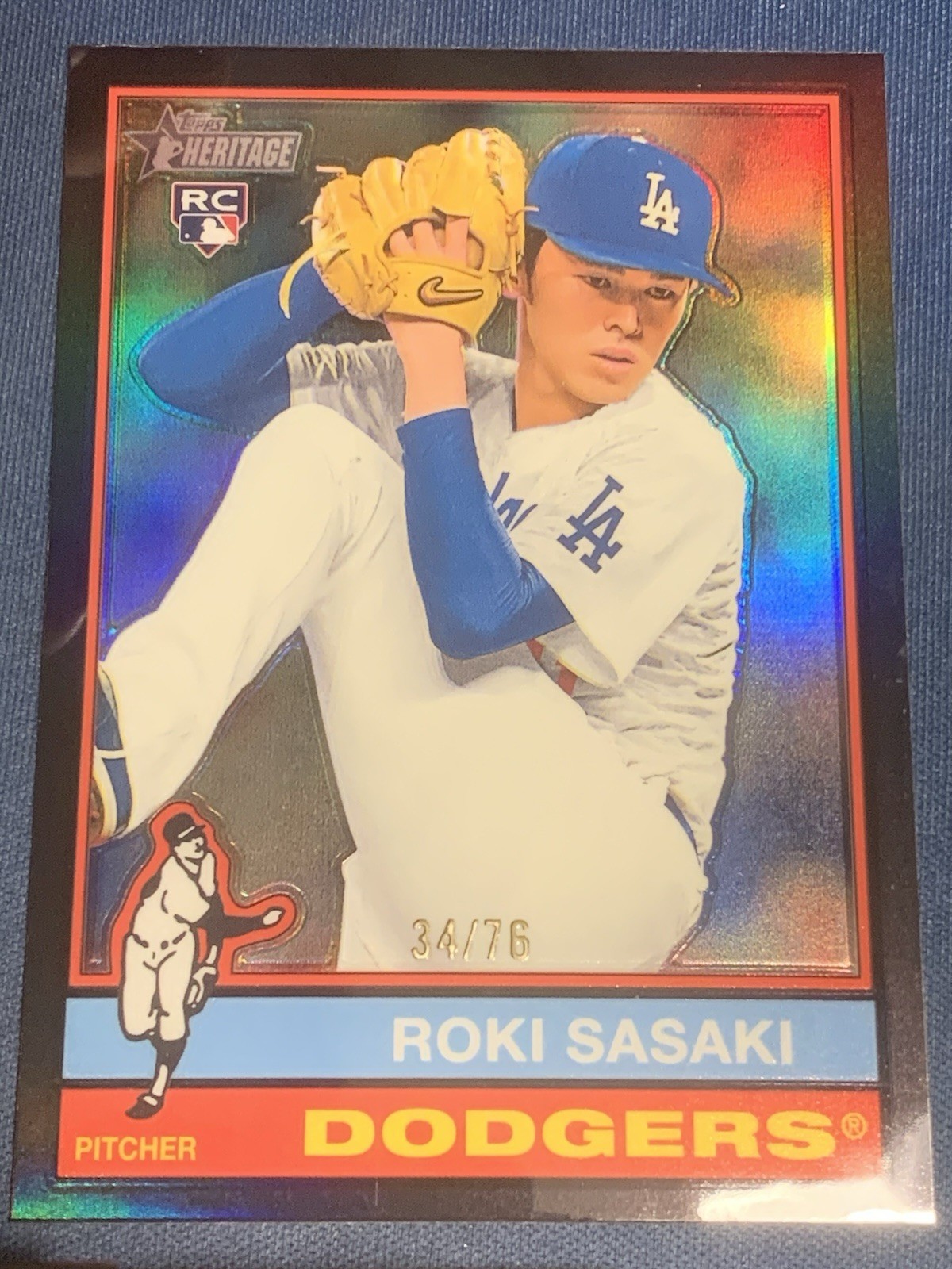 Roki Sasaki 2025 Topps Heritage #224 Black Border Chrome /76 Rookie RC Dodgers