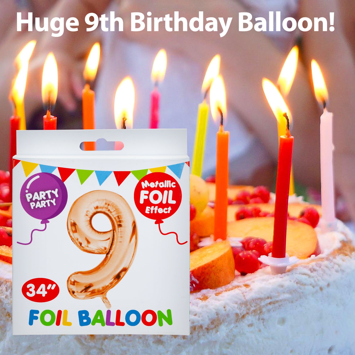 Rose Gold Foil Number 9 Balloon 34" Metallic Party Decoration