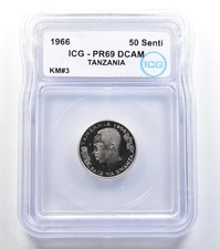 1966 Tanzania 50 Senti KM#3 PR69 DCAM ICG *8022