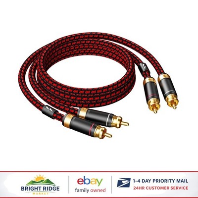 6ft RCA Audio Cable with Braided Design, Ideal for Home Entertainment Setup