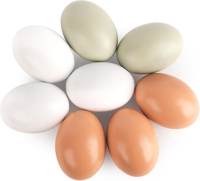 8PCS Wooden Easter Eggs, 3 Colors Wooden Eggs for Crafts Chicken Nesting Dyeable