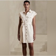 BANANA REPUBLIC FACTORY Linen Blend Utility Dress Size Large Tall Belted