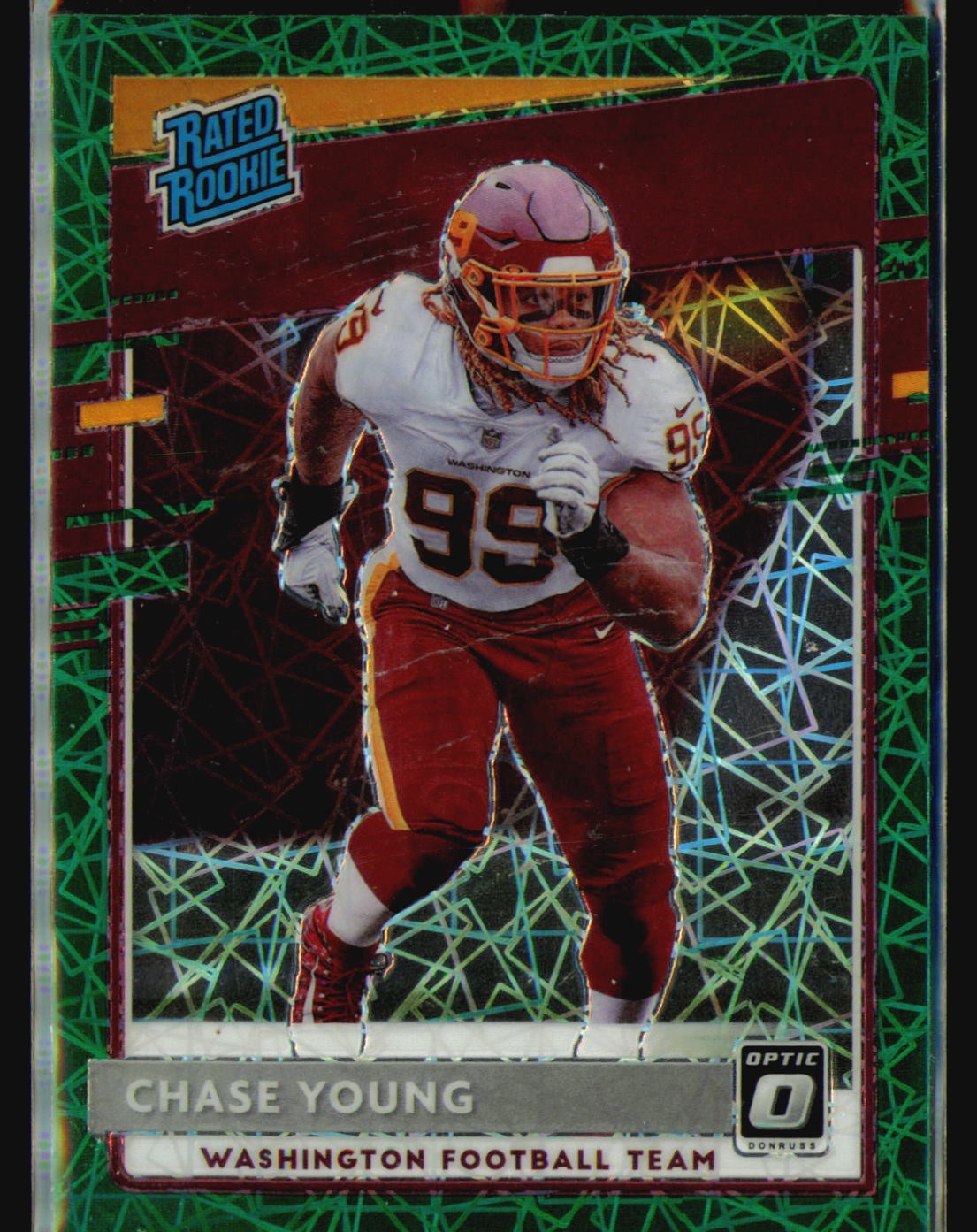 Chase Young Rookie 2020 Donruss Optic Green Velocity #166 Washington