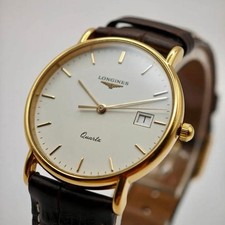 Longines Quartz Watch 33mm White Dial Date Gold Tone Sapphire Crystal Serviced