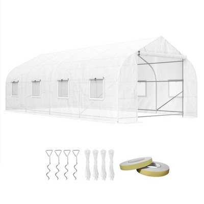 Multipurpose 20x10x7ft Walk-In Tunnel Greenhouse with Integrated Roll-Up Door