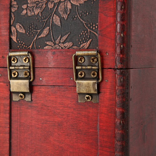 Antike Weinkiste 1 Flasche Blumenmuster Deko Retro Wein Geschenk Etui mit TPG - Bild 8 von 23
