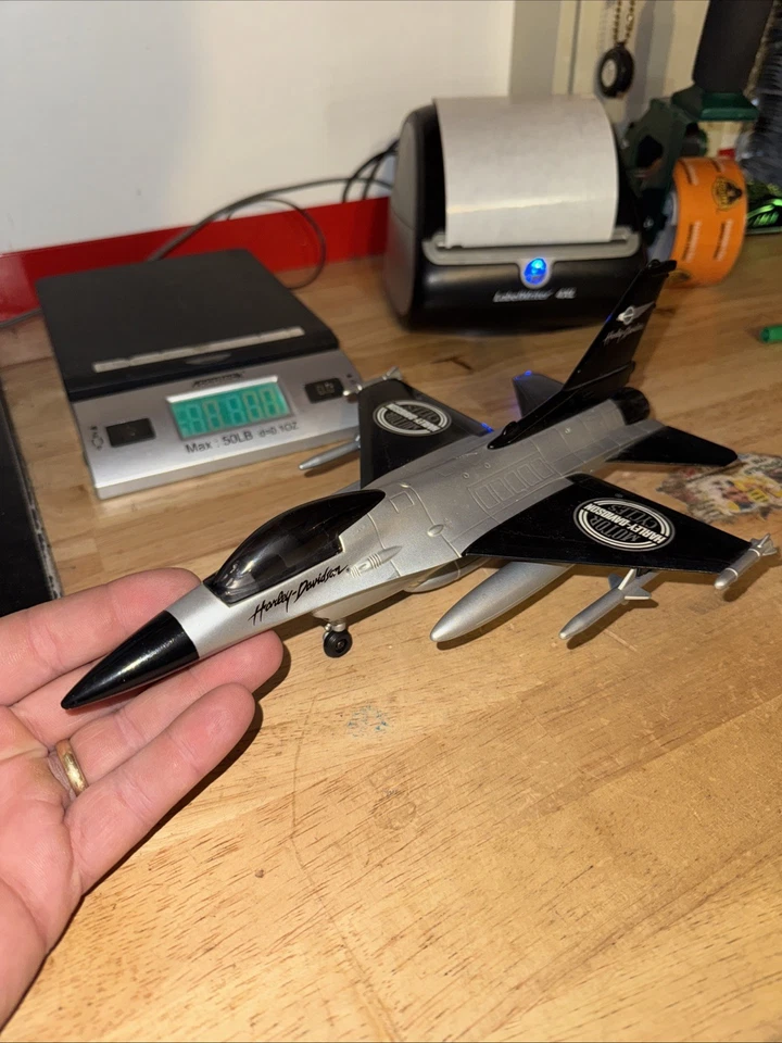 Harley Davidson F-16 Falcon Fighter Jet Motorcycle Collector Spec Cast Bank GIFT - Image 3 of 4