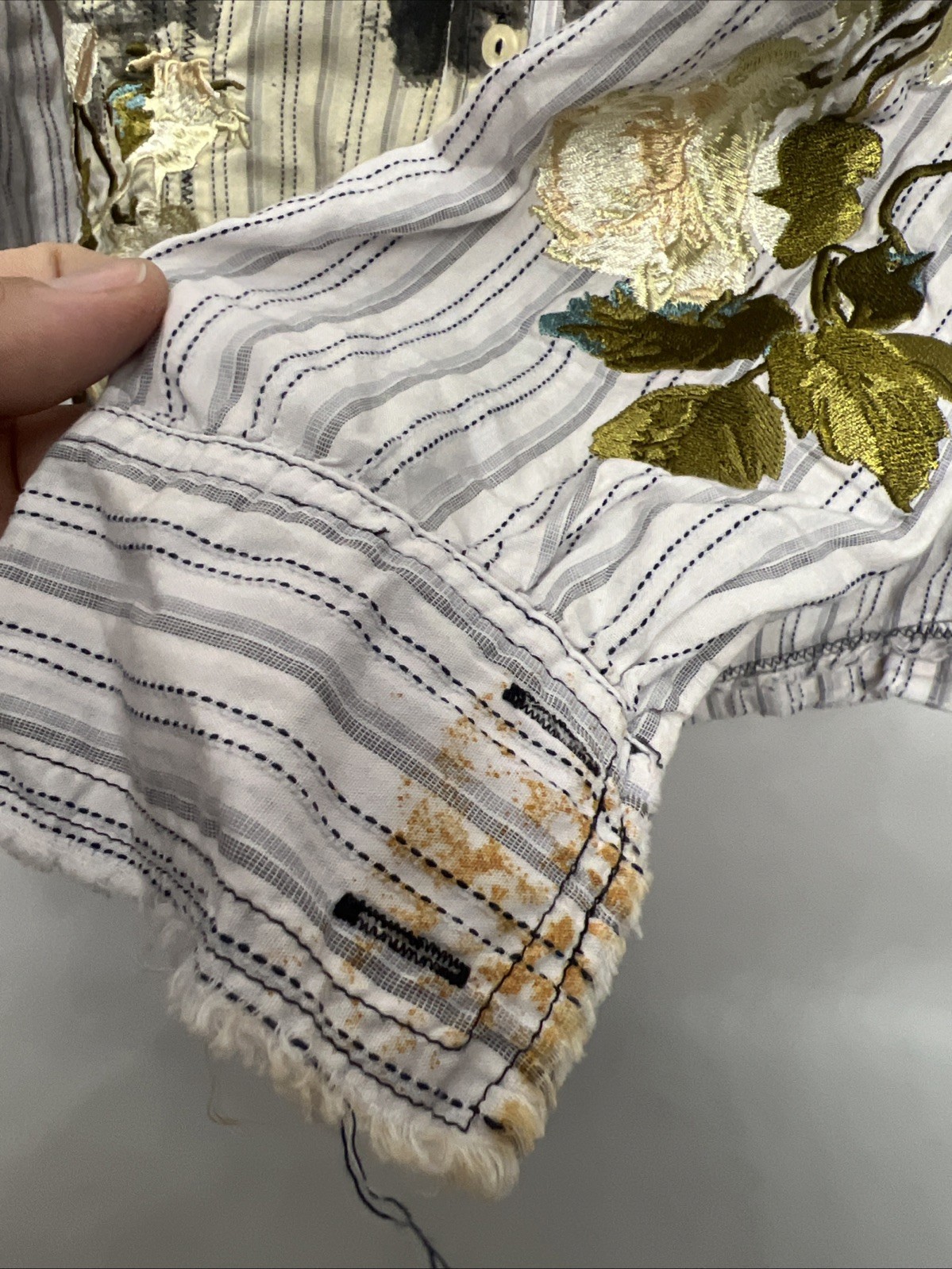 3J Workshop Johnny Was Button Down White Striped … - image 3