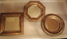 Set of 3 Brown Framed Wall Accent Mirrors Square Octagon Round 10 in Used