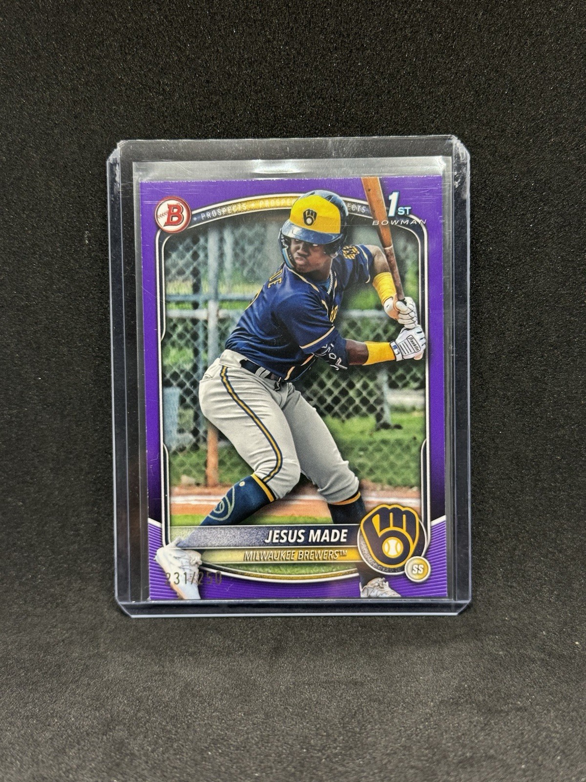 Jesus Made 2025 Topps Bowman Purple /250 #BP-66 Milwaukee Brewers
