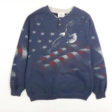 Vintage Eagle America USA Flag Sweatshirt Size Large All Over Print