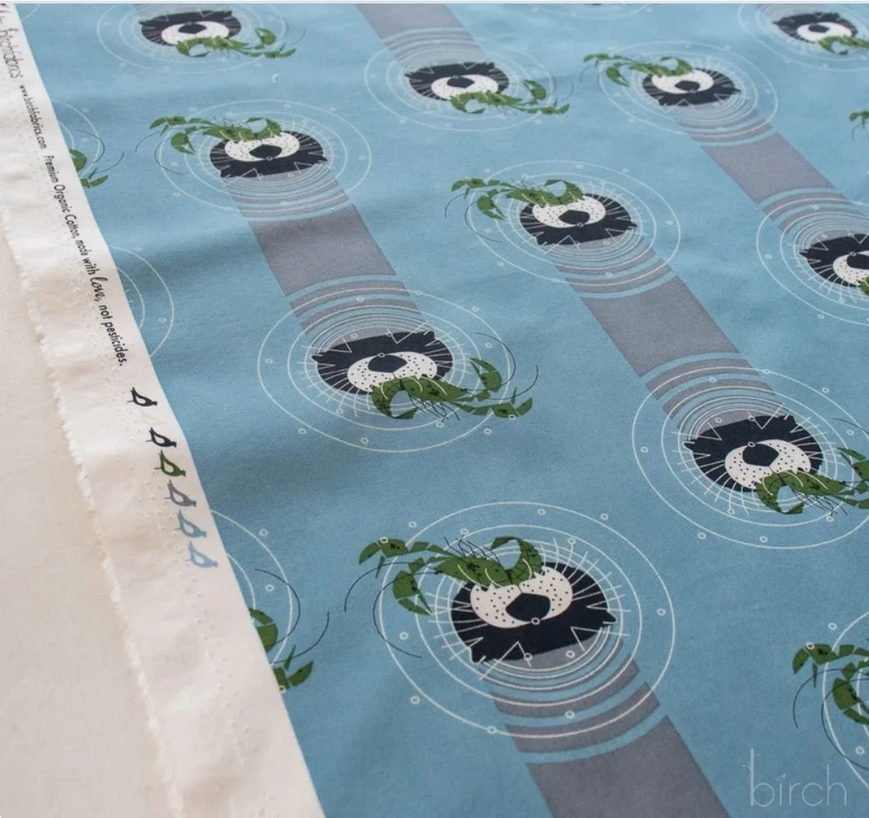 Charley Harper•Coastal Vol 2•Otter Vs Crawfish Fabric!Organic Cotton •1yd•BTY  - Image 2 of 4