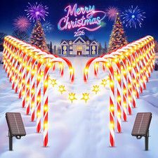 24-Pack Upgraded Solar Christmas Candy Cane Lights, Solar Pathway Lights Waterpr
