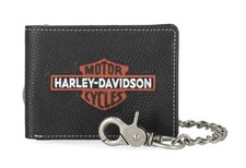 Harley-Davidson Men's Bar  Shield Embroidered Bifold Wallet w/Chain MWM105/08