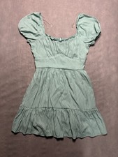 Windsor Women’s Size Small Mini Dress Teal Puff Sleeve Tiered Milk Maid