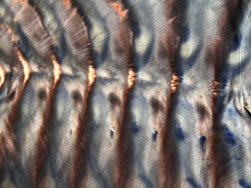 Roll Fold Ice Tie Dye T-Shirt, Unisex L SS Crew, Blue & Brown Wave - Picture 6 of 10