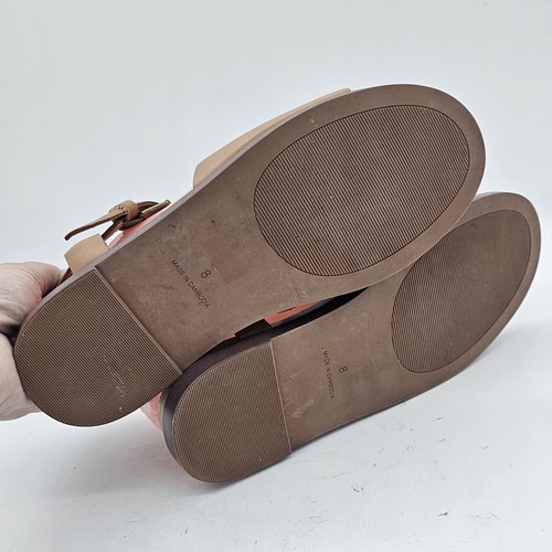 Madewell The Noelle Tan Leather Slingback Ankle Strap Open Toe Flat Sandals Sz 8 - Picture 5 of 11