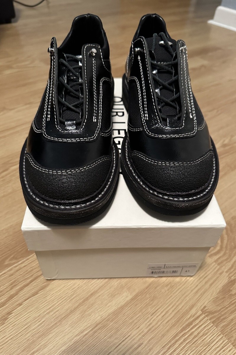 靴 our legacy laced up shoes 41 Our Legacy - Laced Slip In Malleable Black Bull Hide