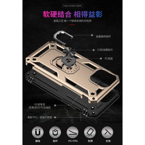 Tech Armor Ring Stand Grip Case with Metal Plate for Apple iPhone 13 Pro Max - Picture 6 of 15
