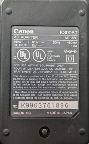 Canon BJC-80 K10156 Color Bubble Jet Portable Printer AC Adapter Connect Cable - Picture 2 of 6
