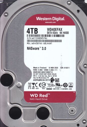 WD RED WD40EFAX-68JH4N1 sn: WX12D8 NOV / 2020 Thailand 4TB SATA 3.5" HDD 7515