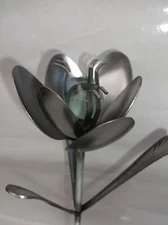 White Tulip, Metal Art Tulip, Spoon Flower, Recycled Silverware Flower