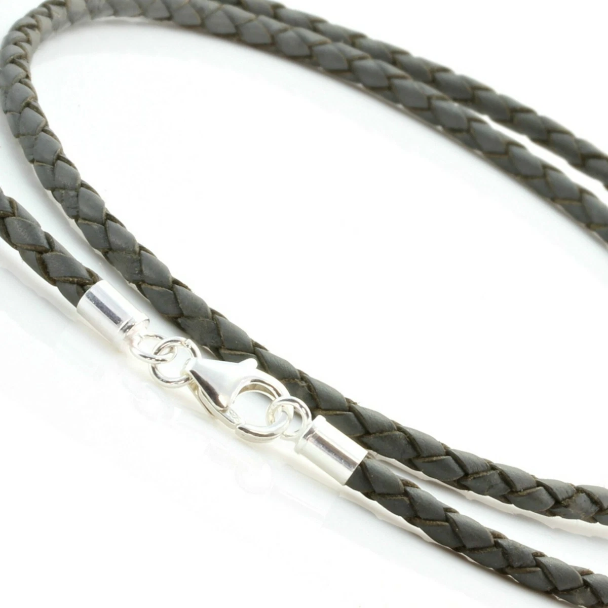 Leather cord necklace shop with sterling silver clasp