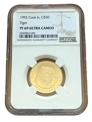 Cook Islands 1992 Gold $50 NGC PF69UC Tiger | eBay