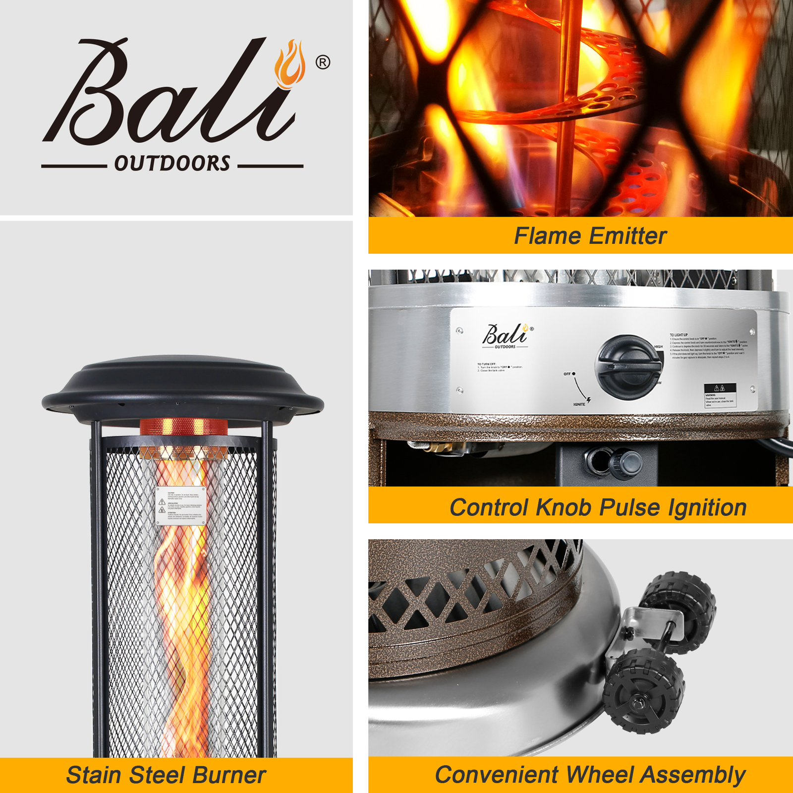 BALI OUTDOORS 36000BTU Commercial Outdoor LP Propane Gas Patio Heater Standing