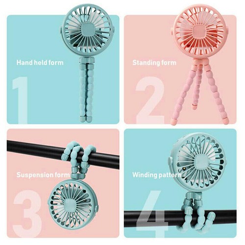 Portable Fan with Flexible Tripod Clip On Baby Fan for Stroller/ Pram/ Pushchair - Picture 8 of 12