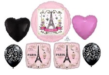 7pc BALLOON set A Day in PARIS EIFFEL TOWER party FAVOR gift DECOR travel ROUND