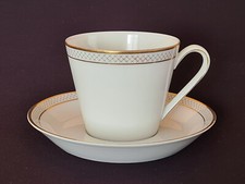 Schönwald Kaffeetasse mit Untertasse 392 Goldrand Gittermuster 50er 60er