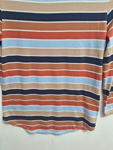 Country Road ladies Brown blue 3/4 Sleeve Striped Cotton Top Tshirt Blouse XXS - Picture 11 of 17