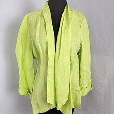 Chico's Women's Blazer Jacket Soft Lime LINEN New Size 2  Medium 12  Francesca