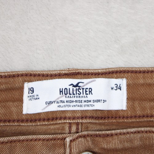 Hollister Shorts Womens 19 W34 Brown Curvy Ultra High Rise Mom Cut Off Frayed - Picture 3 of 6