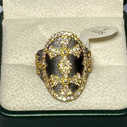Freida Rothman Ring Rhodiniert & 14K plattiert über SS 925 Doppelklee Größe 5 - Bild 9 von 13