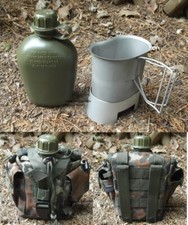 Campingset FLECKTARN Trinkflasche mit Becher + St&auml;nder Kocher + Molle Tasche