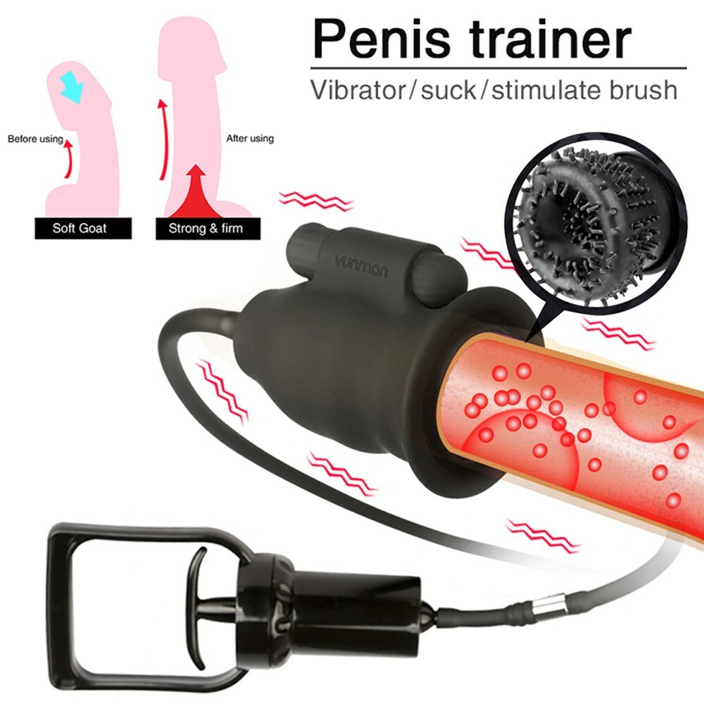 penis pump with vibrator Male Penis Pump Vacuum Vibrator Man Penis Massager Glans Head Enhancer  Exercise