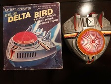 1970s VINTAGE BATTERY OPERATED DELTA BIRD SPACESHIP ORIGINAL BOX WORKS