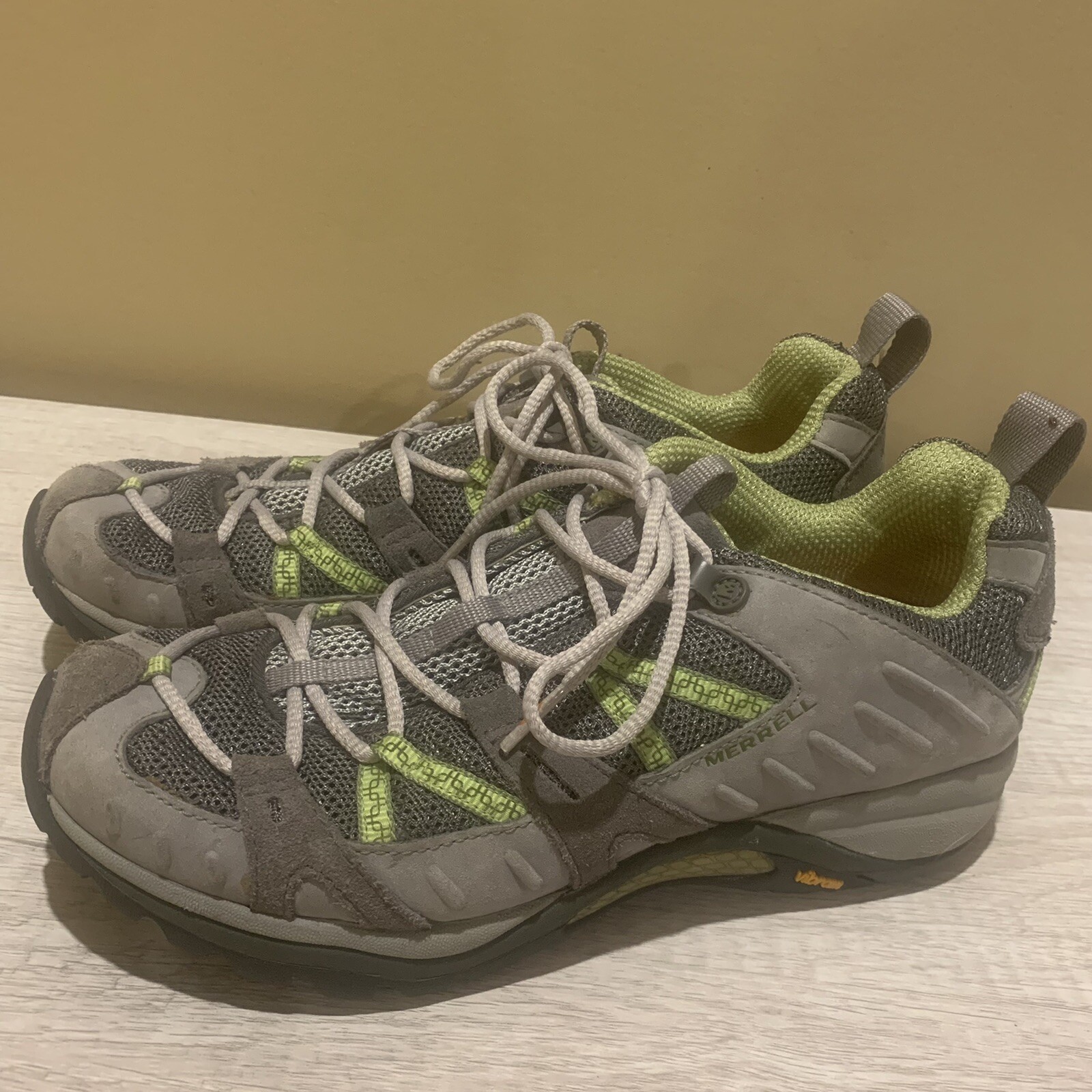 SAOLA Scarpe da trekking Merrell Siren Sport donna taglia 8 suola Vibram grigio lime stringate