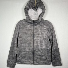 Nike Dri-Fit Full Zip Up Hoodie Sweatshirt Boys YL Youth Large Gray Just Do It N