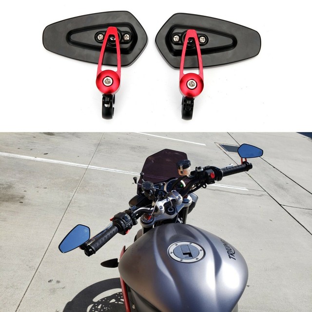 RED MOTORCYCLE HANDLE BAR END REARVIEW MIRRORS FOR TRIUMPH STREET SPEED