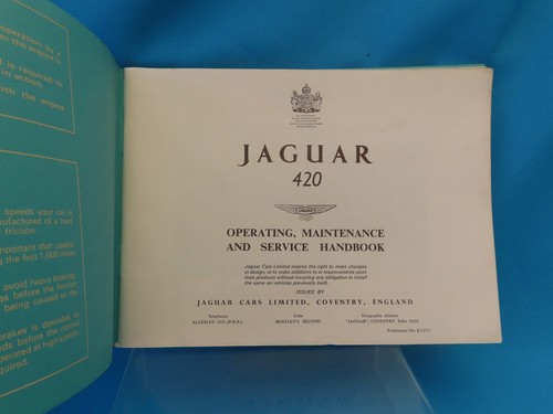 Oldtimer Oldtimer Jaguar 420 Betriebs-, Wartungs- und Servicehandbuch - Bild 3 von 7