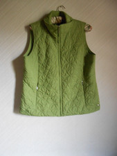 Tigi Lime Green Sleeveless Lined Collar Zip Quilted Waistcoat/jacket, Size 14/16